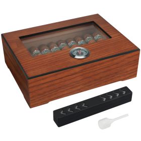 Xifei Cigar Humidor Box W/ Hygrometer Humidifier Portable Smoking Accessories Glass Window Cigarette Cedar Wood Case