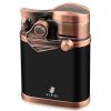 XIFEI Cigar Lighter 4 Jet Flame Torch Lighter with Cigar Holder, Windproof Rocker Arm Butane Lighter Adjustable Flame