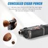 Cigar Lighter 4 Torch Jet Flame,Cigar Punch & Holder & Draw Enhancer,Refillable Torch Lighter,Multi-Functional Cigar Accessories