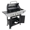 Propane Grill 4 Burner Barbecue Grill Stainless Steel Gas Grill with Side Burner and Thermometer for Outdoor BBQ, Camping