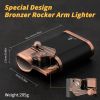 XIFEI Cigar Lighter 4 Jet Flame Torch Lighter with Cigar Holder, Windproof Rocker Arm Butane Lighter Adjustable Flame