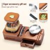 Cigar Humidor Cigar Ashtray Set Wooden Cigar Accessories Cigar Cutter Cigar Jar With Hygrometer Humidifier Cigar Gifts for Men