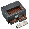 XIFEI Cigar Humidor With Hygrometer Humidifier 2 Drawers Cedar Wood Portable Humidor Box Cigar Case Fit 25-50 Cigars Cabinet