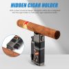 Cigar Lighter 4 Torch Jet Flame,Cigar Punch & Holder & Draw Enhancer,Refillable Torch Lighter,Multi-Functional Cigar Accessories