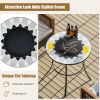 23.5 Inches Round Fire Pit Table with Mesh Cover and Fire Poker