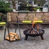 Triangle Firewood Rack with Raised Base for Fireplace Fire Pit