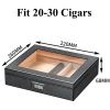 Cedar Wood Travel Cigar Humidor Box With Humidifier Hygrometer Humidor Cigar Box Case Glass Humidors Fit 20-30 Cigars