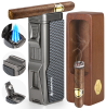 Cigar Lighter Ashtray Set 4 Jet Flame Windproof Lighters With Cigar Holder Cigar Punch Refillable Butane Cigar Accessories