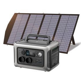 ALLPOWERS R600 Solar Generator with Solar Panel included, 600W 299Wh LiFePO4 Portable Power Station with Solar Charger for Camp (Color: R600 with 140W)