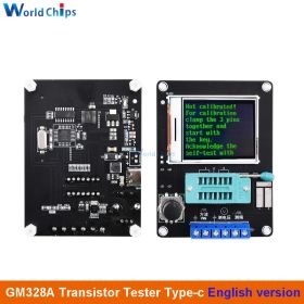 GM328A Transistor Tester Diode Capacitance Resistance ESR Voltage Frequency Meter Type-c PWM Square Wave Signal Generator (Color: English version)