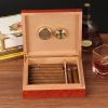 Cedar Wood Travel Cigar Humidor Box With Humidifier Hygrometer Humidor Cigar Box Case Glass Humidors Fit 20-30 Cigars