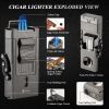 Cigar Lighter, Multifunctional Torch Butane Lighter Built-in Cigar Holder Cigar Draw Enhancer Cigar Punch Cigar Gift for Men