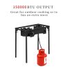 Outdoor Camp Stove High Pressure Propane Gas Cooker Portable Cast Iron Patio Cooking Burner (Double Burner 150000-BTU)