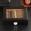 Cedar Wood Travel Cigar Humidor Box With Humidifier Hygrometer Humidor Cigar Box Case Glass Humidors Fit 20-30 Cigars