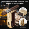 Cigar Lighter Ashtray Set 4 Jet Flame Windproof Lighters With Cigar Holder Cigar Punch Refillable Butane Cigar Accessories