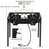 Outdoor Camp Stove High Pressure Propane Gas Cooker Portable Cast Iron Patio Cooking Burner (Double Burner 150000-BTU)